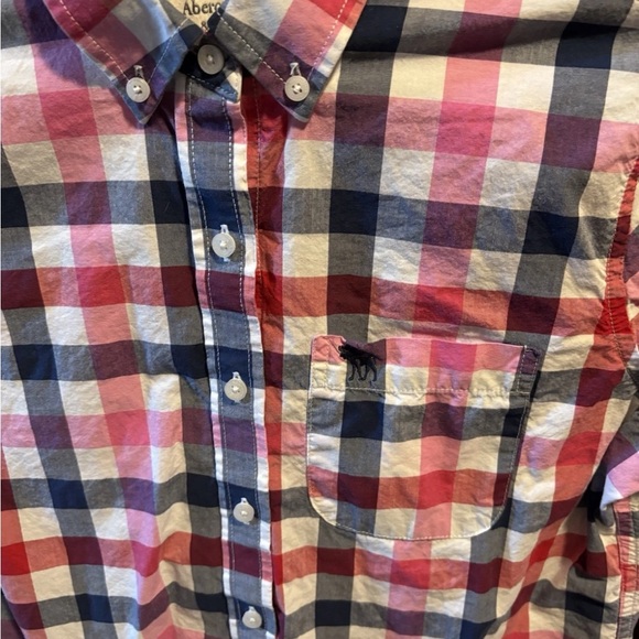 Abercrombie & Fitch Checkered Button-Down Shirt - Pink, Navy, White - Picture 5 of 6